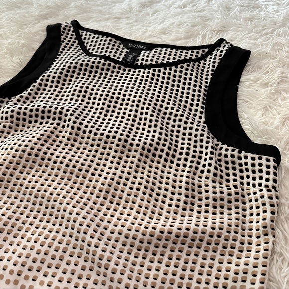 White House Black Market Polka Dot Market Grid Sleeveless Blouse Size M - Picture 13 of 14